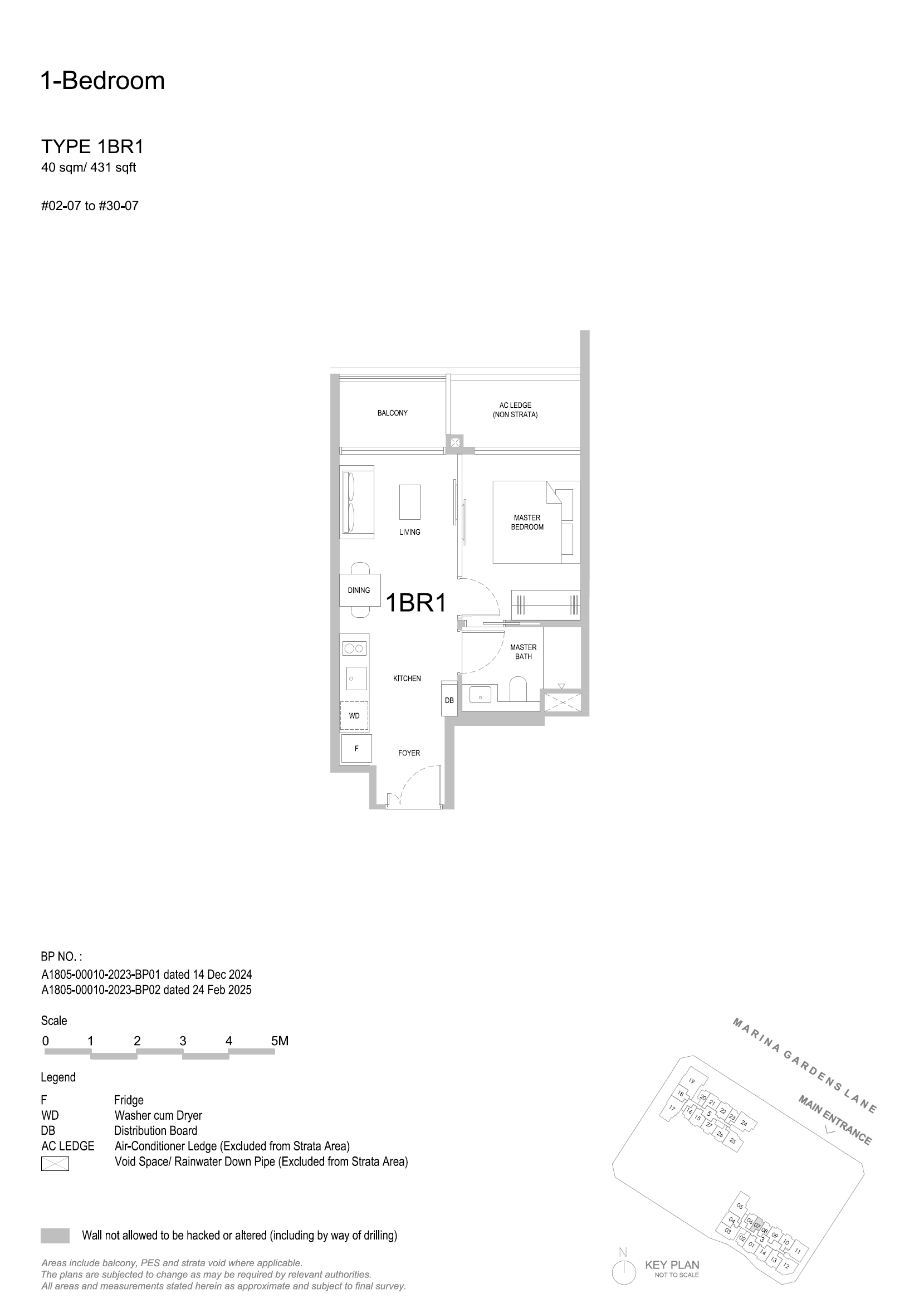 One Marina Gardens 1 Bedroom Floor Plan 1
