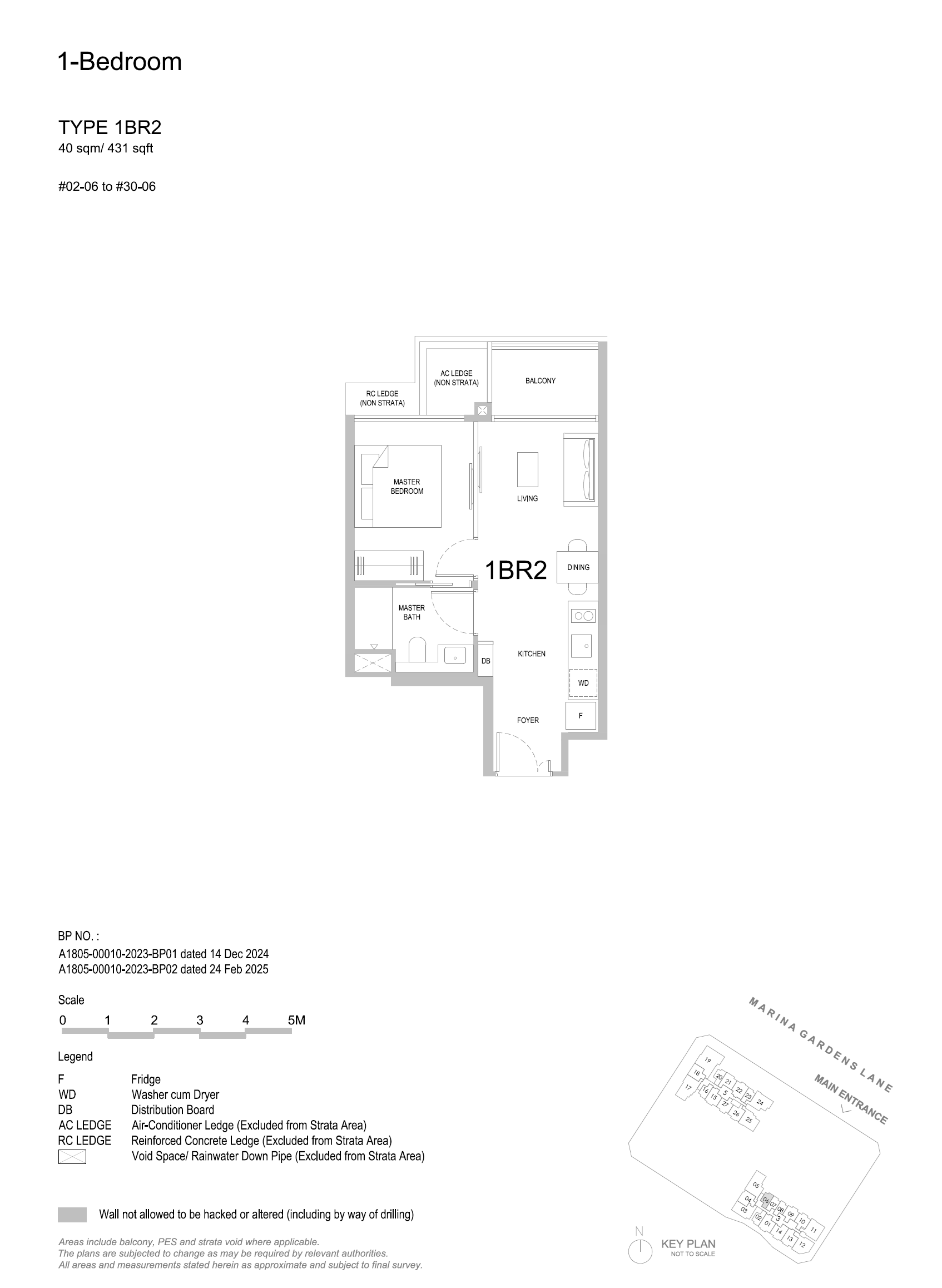 One Marina Gardens 1 Bedroom Floor Plan 2