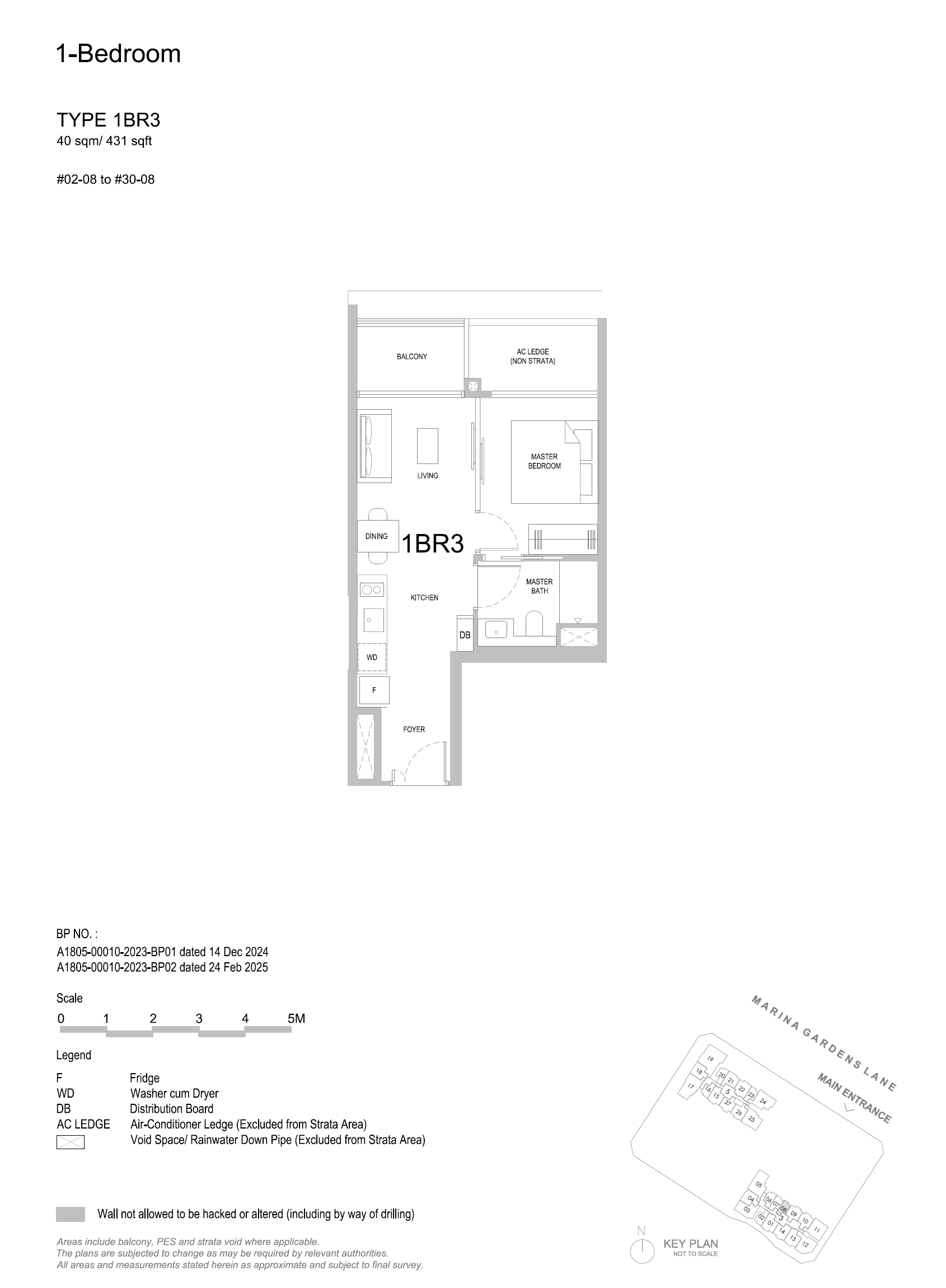 One Marina Gardens 1 Bedroom Floor Plan 3