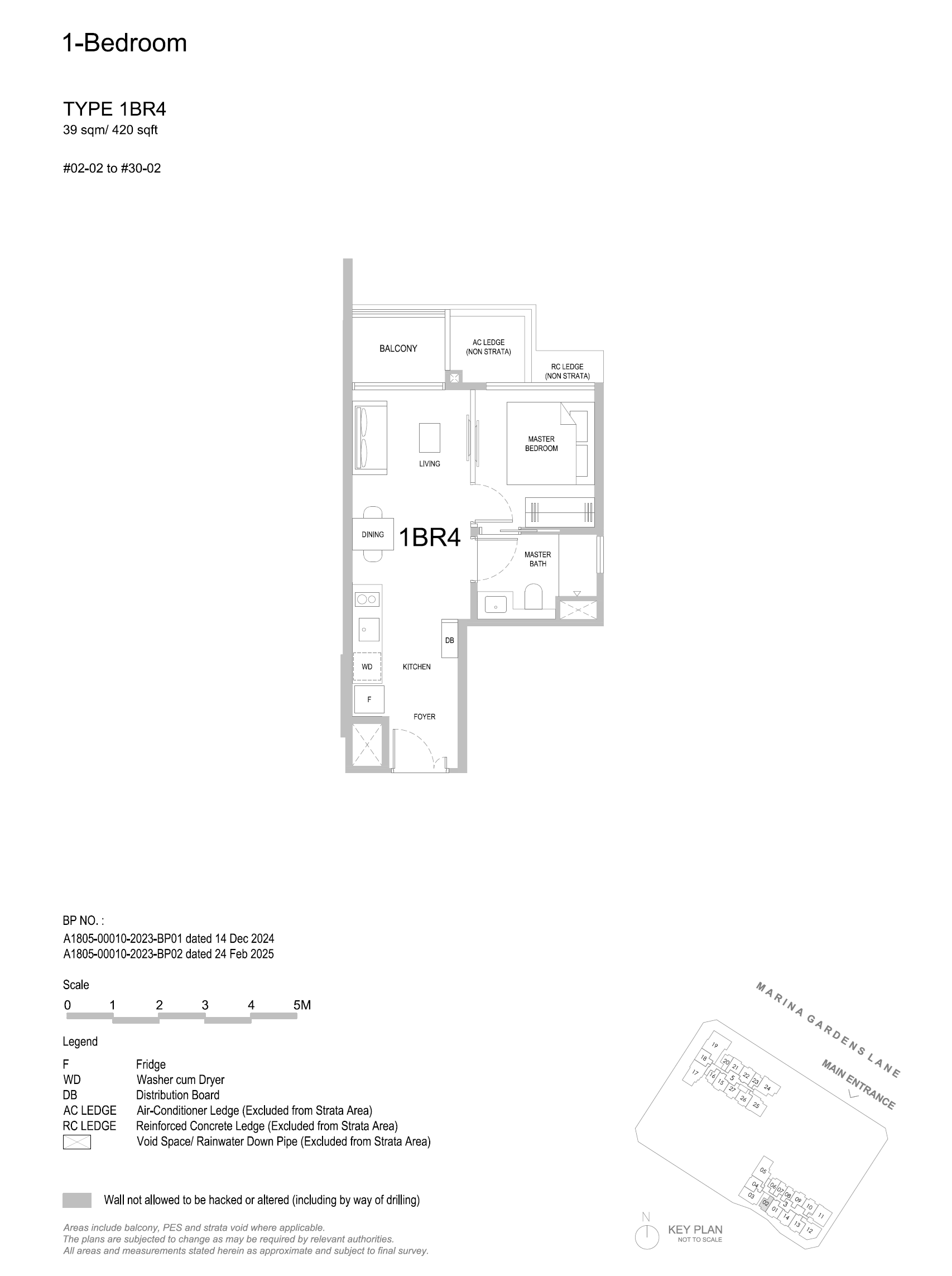 One Marina Gardens 1 Bedroom Floor Plan 4