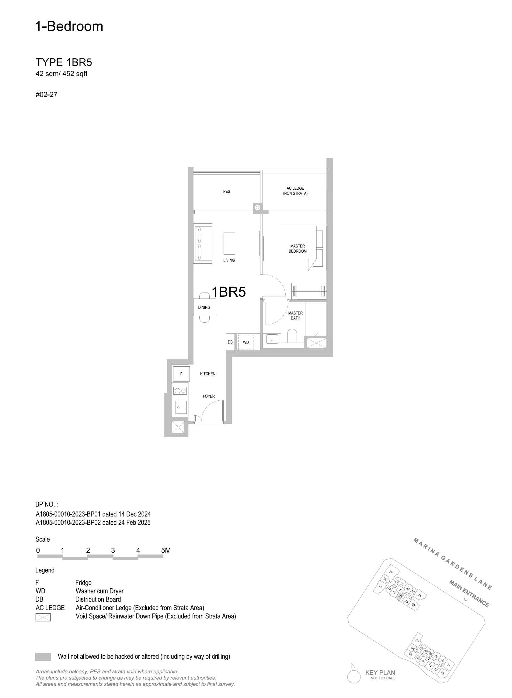 One Marina Gardens 1 Bedroom Floor Plan 5